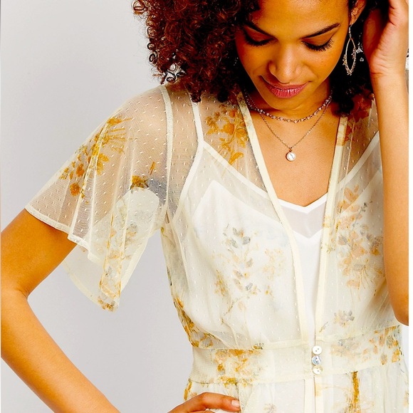 Maurices Tops - Floral mesh button front kimono
